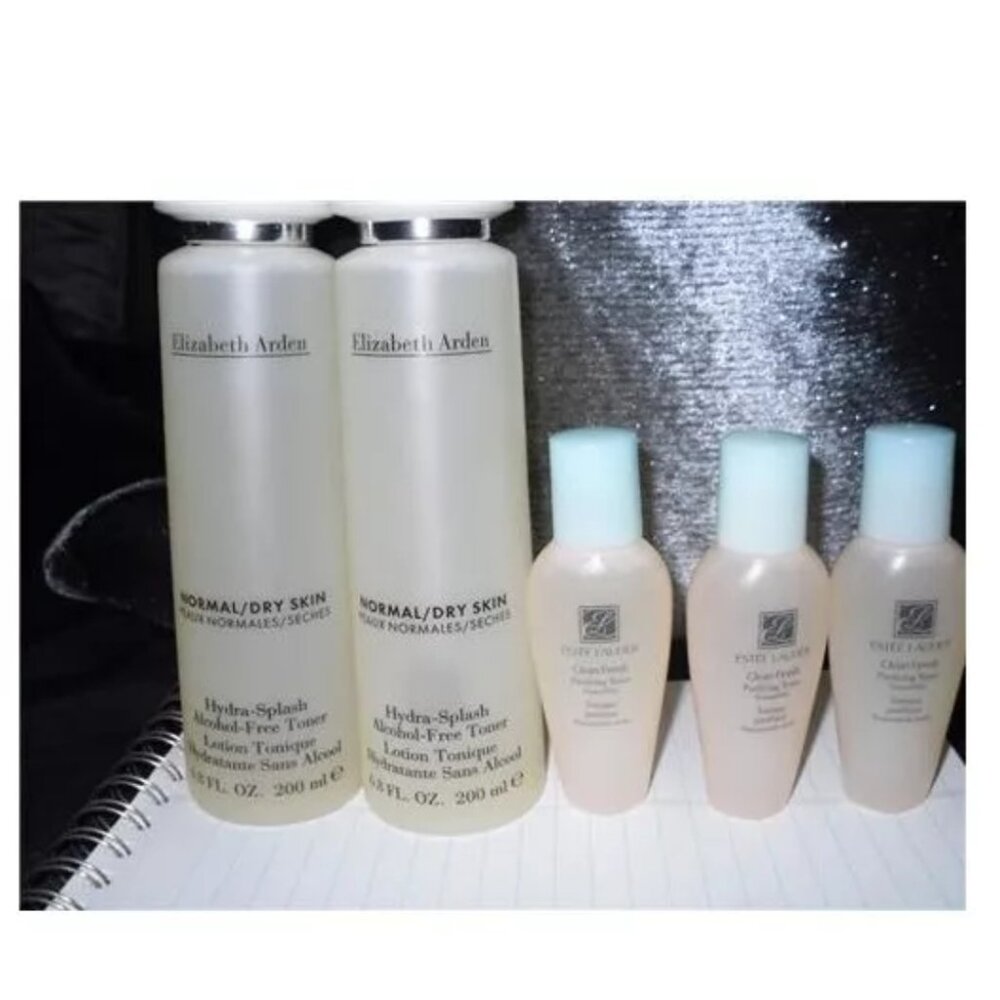 Lot 5 Toners 2 Elizabeth Arden Hydra Splash & 3 Travel Size Estee Lauder Clean